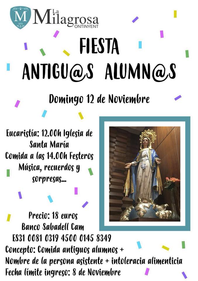 No te pierdas la fiesta de antiguos alumnos